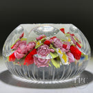 Clinton Smith 2022 Glass Art Paperweight Flamework Strawberry Bouquet with Fancy Faceting