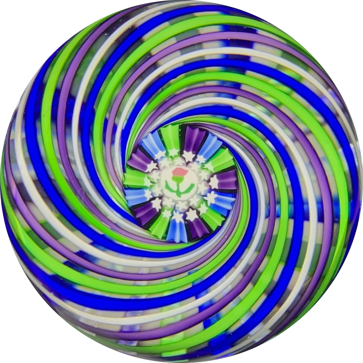 John Deacons 2018 Colorful Pinwheel Paperweight with Scottish Thistle Murrine