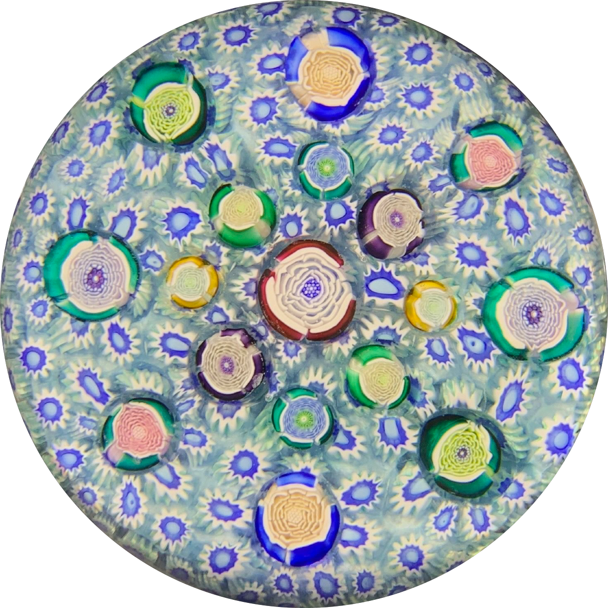 John Deacons 2015 Spaced Roses Canes in Blue Millefiori Carpet Ground