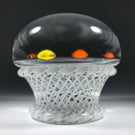 Limited Edition Saint Louis Art Glass Paperweight Lampwork Basket of Fruit Piedouche