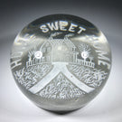 Antique Millville Art Glass Paperweight Detailed Home Sweet Home White Frit