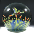 Signed John Murphy Art Glass Paperweight 3D Frit Duck Over a Pond