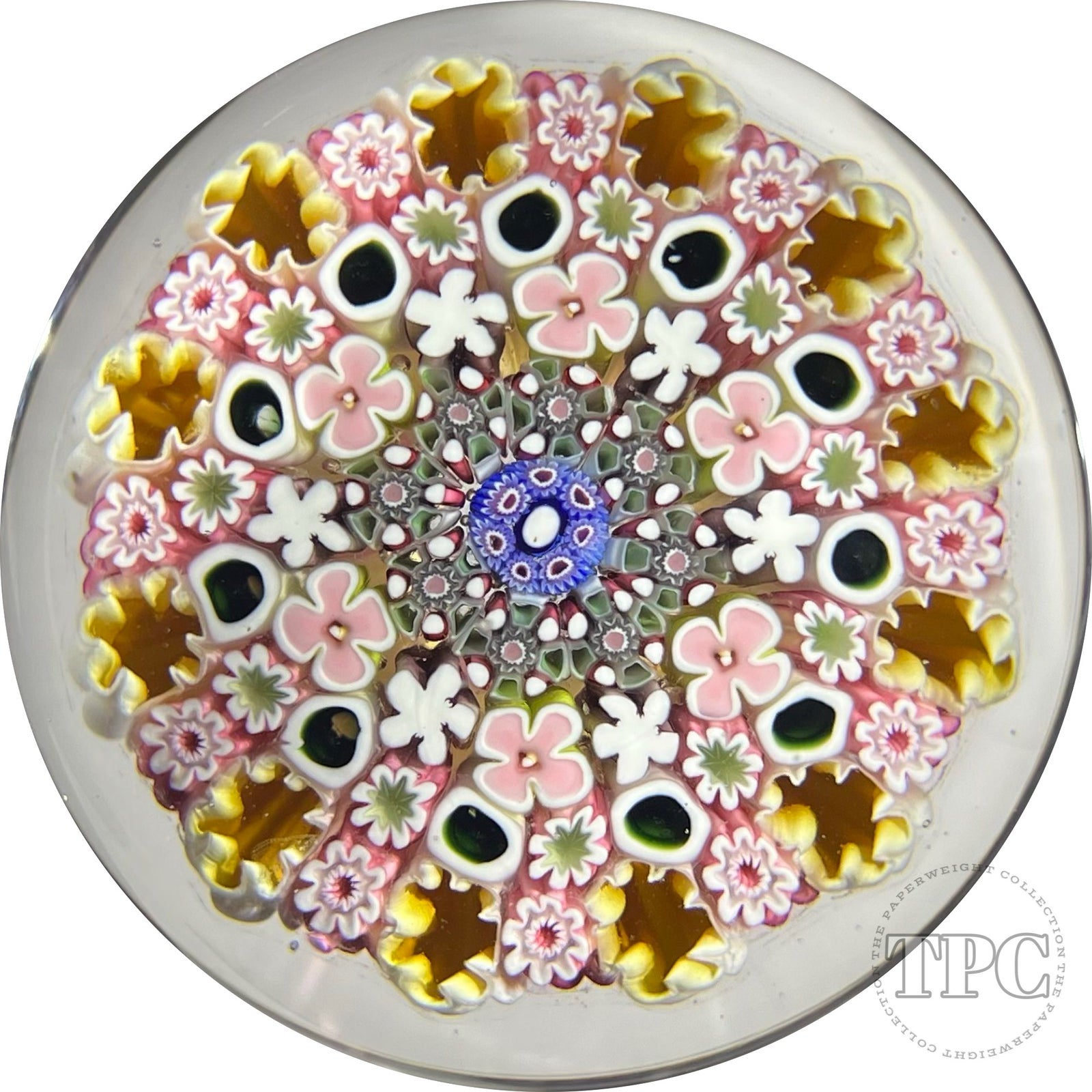 Damon MacNaught 2022 Glass Art Paperweight Complex Concentric Millefiori in Staves