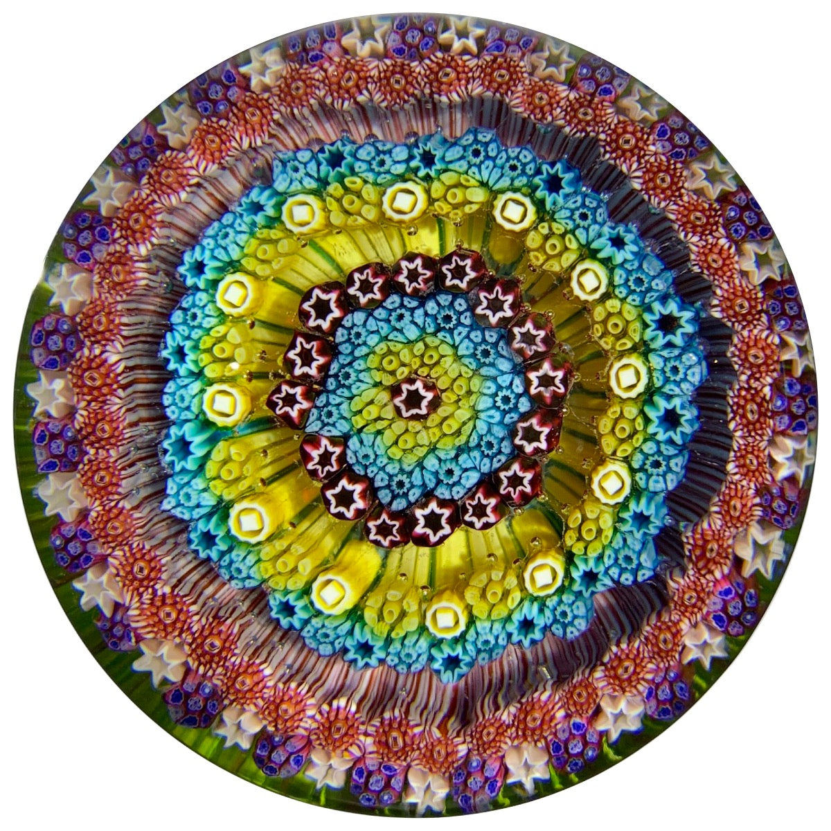 Baccarat 1968 Concentric Complex Millefiori Art Glass Paperweight