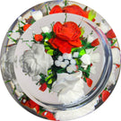 Super Magnum Rick Ayotte Double Sided Glass Art Paperweight Flamework Red & White Rose Bouquet "American Beauty"
