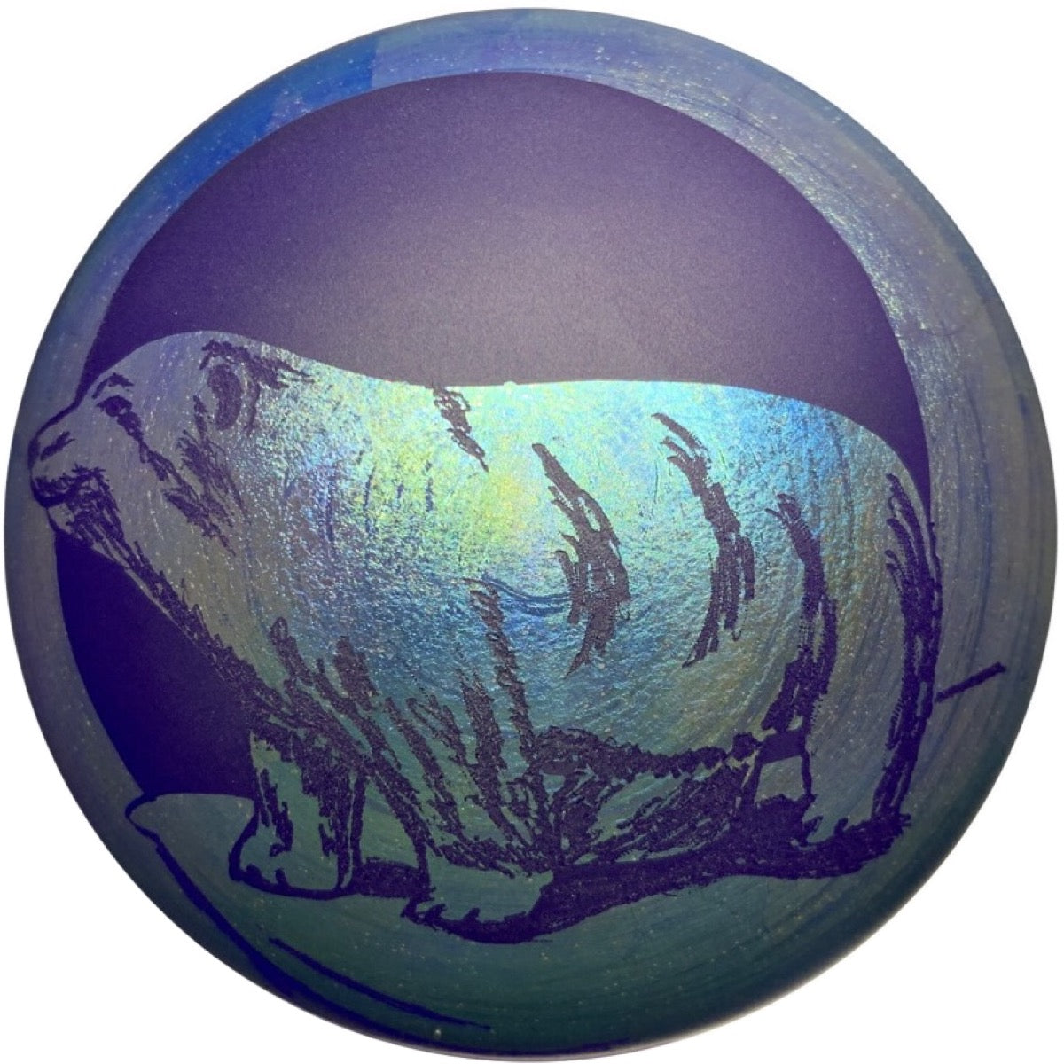 Vandermark Merritt Iridescent Blue Engraved Bear