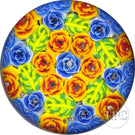 Christina Callahan Glass Art Paperweight Concentric Colorful Figural Murrine Leaves and Roses
