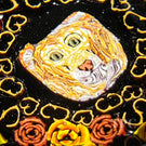 Christina Callahan Glass Art Paperweight Concentric Figural Murrine Regal Lion and Roses