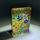 Mickael Hingant 2020 Flamework Flowers on Gold Leaf Plaque Cold-Work by Jim Poore