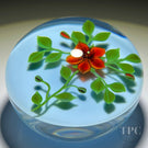Paul Stankard 1978 Glass Art Paperweight Flamework St. Anthony's Fire Blossoms on Blue