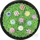 Tomasz Gondek 2022 Glass Art Paperweight Plaque Scattered Complex Millefiori on Green Coral Ground