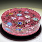 Tomasz Gondek 2022 Glass Art Paperweight Plaque Scattered Complex Millefiori on Red Coral Ground