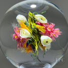 Melissa Ayotte Glass Art Sculpture Stacked Double Orb Hourglass with All Around Flamework Flowers
