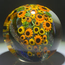 Shawn Messenger 2016 Sunflowers & Dichroic Core Millefiori Paperweight