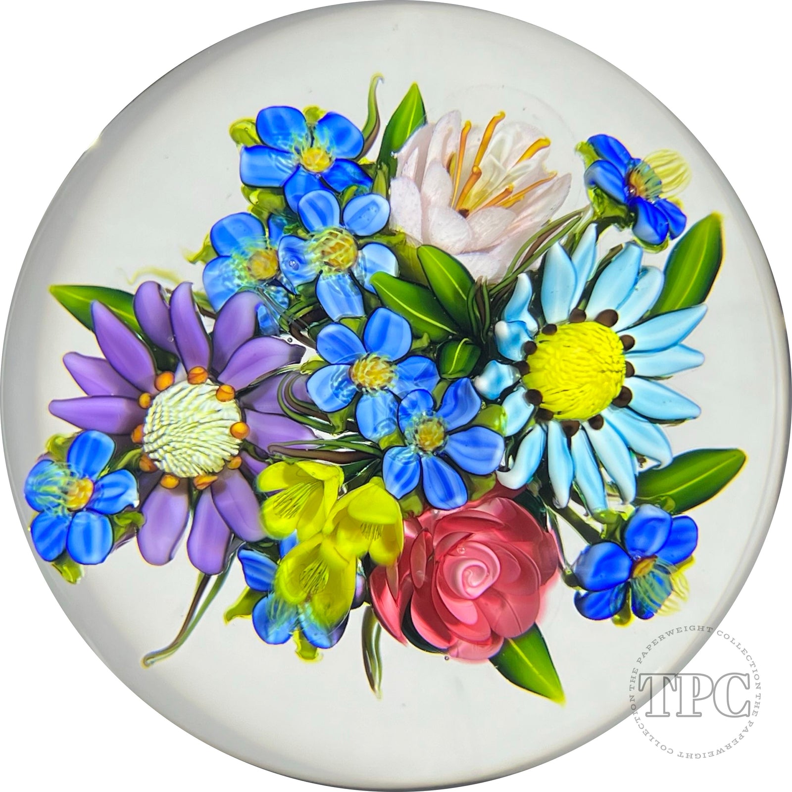 Ken Rosenfeld 2022 Glass Art Paperweight Dimensional Flamework Flower Bouquet