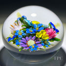 Ken Rosenfeld 2022 Glass Art Paperweight Dimensional Flamework Flower Bouquet