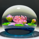 Ken Rosenfeld 2022 Glass Art Paperweight Flamework Pink Waterlilies