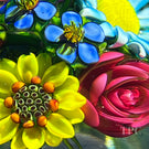 Ken Rosenfeld 2022 Glass Art Paperweight Dimensional Flamework Flower Bouquet