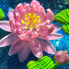 Ken Rosenfeld 2022 Glass Art Paperweight Flamework Pink Waterlilies