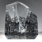 Modern Baccarat Art Glass Paperweight Sculpture Faceted Paris Lovers River Seine
