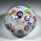 Antique Baccarat B1847 Art Glass Paperweight Spaced Complex Millefiori w/ 10 Silhouette Canes on Upset Muslin
