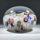 Antique Baccarat B1847 Art Glass Paperweight Spaced Complex Millefiori w/ 10 Silhouette Canes on Upset Muslin