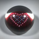 Baccarat 1996 Art Glass Paperweight Heart Patterned Millefiori on Transparent Ruby Ground