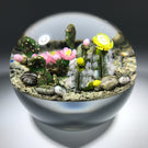 Ken Rosenfeld 2017 Art Glass Paperweight Lampwork Blooming Cacti Desert Scene