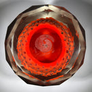 Faceted Czechoslovakian Art Glass Paperweight Butterfly with Millefiori & Aventurine Wings on Opaque Orange Ground
