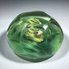 Early 20th Century Chinese Faceted Art Glass Paperweight Painted Frog on Handpainted Pond