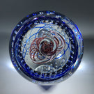 Henry Summa 1997 Art Glass Paperweight Modern Ribbon Swirl and Control Bubbles