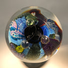 Signed Josh Simpson Art Glass Paperweight Complex Inhabited Planet w/ Millefiori