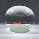 Francis Whittemore Art Glass Paperweight Lampwork Cherries on Sodden White Snow Ground