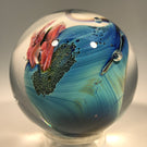 Signed Josh Simpson Art Glass Marble Complex Inhabited Planet w/ Millefiori