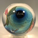 Signed Josh Simpson Art Glass Marble Complex Inhabited Planet w/ Millefiori