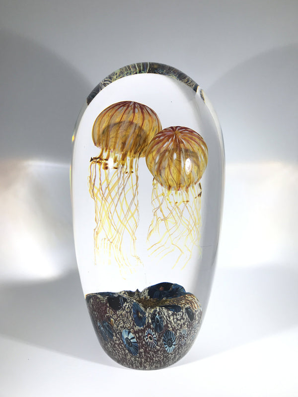 Richard Satava Art Glass Sculpture Giant Lampwork Double Moon Jellyfis