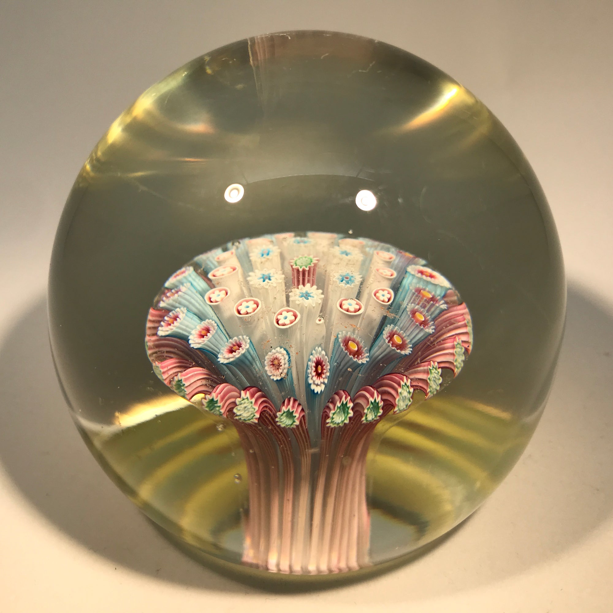 Vintage Murano Fratelli Toso Art Glass Paperweight Millefiori Mushroom