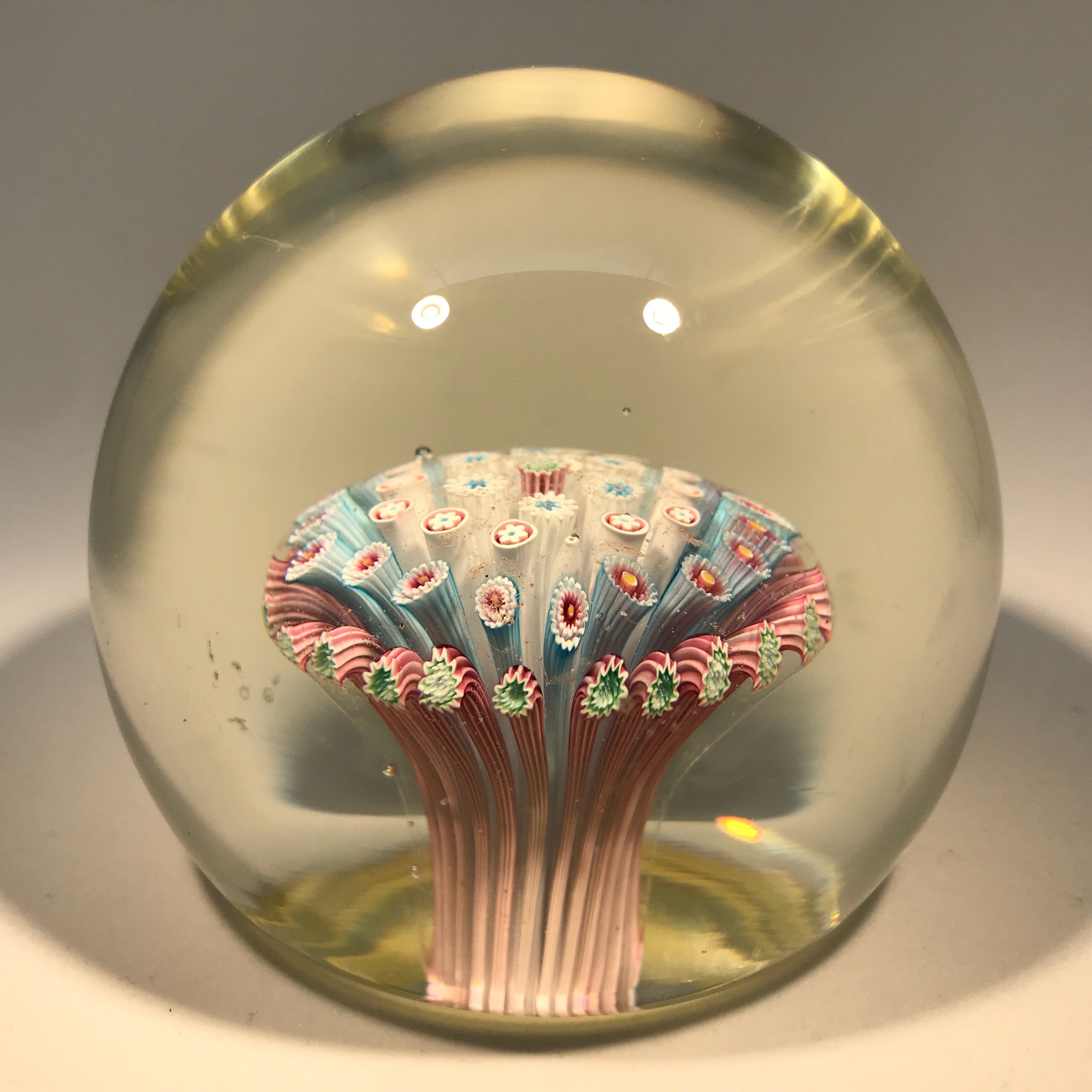 Vintage Murano Fratelli Toso Art Glass Paperweight Millefiori Mushroom