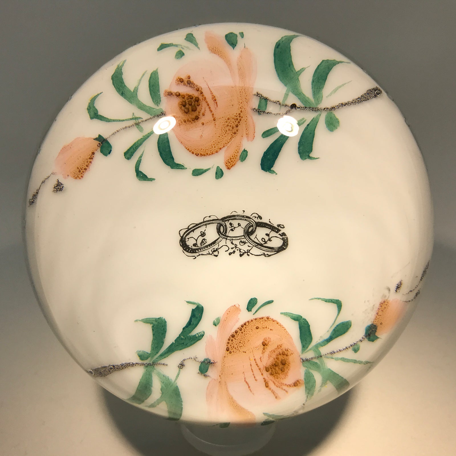 Antique Albert Graeser Art Glass Paperweight Hand-Painted IOOF Plaque