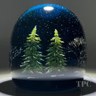 Alison Ruzsa 2022 Snow Queen in Blue with Snow Covered Trees and Flurry Encapsulated Hand-Painted Enamels