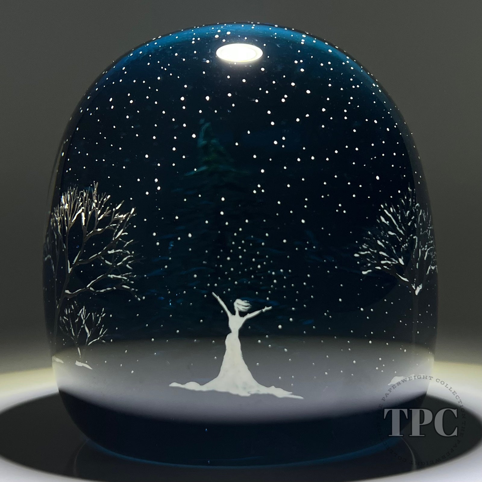 Alison Ruzsa 2022 Snow Queen in Blue with Snow Covered Trees and Flurry Encapsulated Hand-Painted Enamels