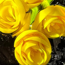 Alan Jeskewitz 2019 Glass Art Paperweight Flamework Yellow roses on Opaque Black Ground
