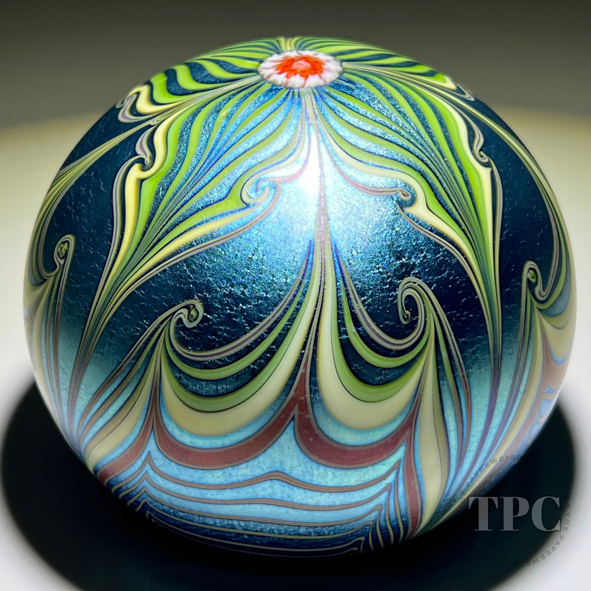Orient & Flume 1979 Iridescent Surface Decorated Pulled Feather Glass
