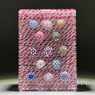 Tomasz Gondek 2022 Glass Art Paperweight Complex Spaced Millefiori Set over Parallel Laid Pink & White Latticinio