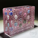 Tomasz Gondek 2022 Glass Art Paperweight Complex Spaced Millefiori Set over Parallel Laid Pink & White Latticinio