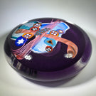 Signed Wes Hunting Art Glass Paperweight Modern Millefiori Disk Design