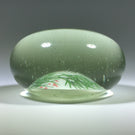 Early Chinese White Ground Art Glass Paperweight Detailed Bamboo Thicket