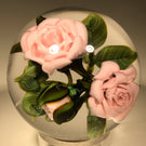 Katsumi Sakakibara Art Glass Paperweight Lampwork Pink Rose Bouquet