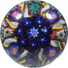 Vasart Art Glass Paperweight Lampwork Radial Millefiori & Ribbon Twists on Opaque Red Ground