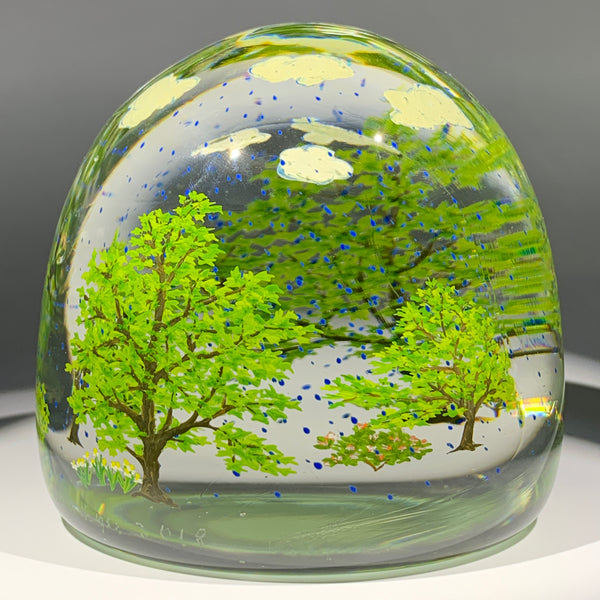 Contemporary Alison Ruzsa Art Glass Paperweight Encapsulated Hand Pain
